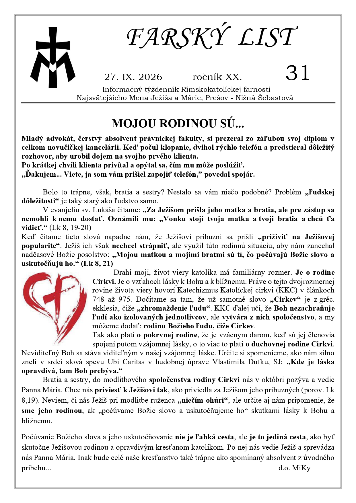 Farský list č. 31 – 27.9.2026